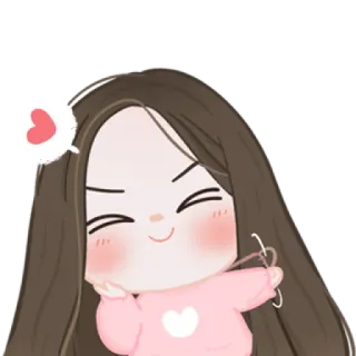 🧁 015a1776 fofo, menina, amor, coração, desenho animado whatsapp sticker