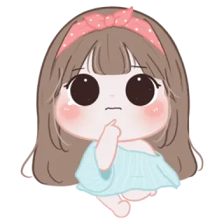 🍪 0a39666d fofo, menina, desenho animado, kawaii, adesivo, adorável, pensando whatsapp sticker