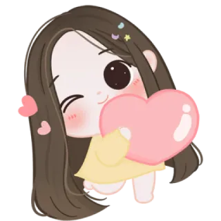 🧁 1c999fbc desenho animado, coração, menina, amor, fofo, adesivo, kawaii whatsapp sticker