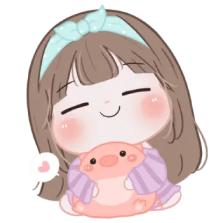 🍪 777a724a fofo, menina, porco, kawaii, desenho animado, adesivo whatsapp sticker