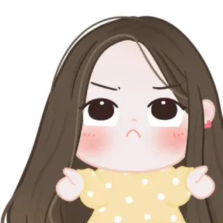 🧁 7fd7209a desenho animado, menina, irritada, fofa, ilustração whatsapp sticker