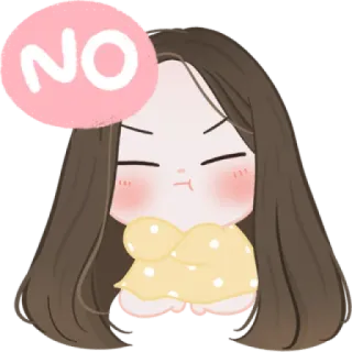 🧁 92fbcb56 NO não, menina, fofo, adesivo, desenho animado whatsapp sticker