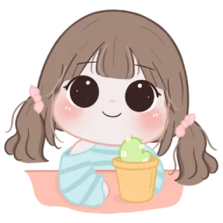 🍪 9ab14b14 desenho animado, menina, cacto, fofo, kawaii, anime whatsapp sticker