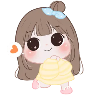 🍪 de33bc57 kawaii, fofo, desenho animado, menina, coração, adesivo whatsapp sticker