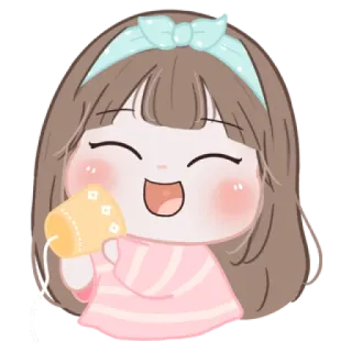 🍪 e7959824 menina, fofa, desenho animado, comunicação, telefone de barbante, criança whatsapp sticker