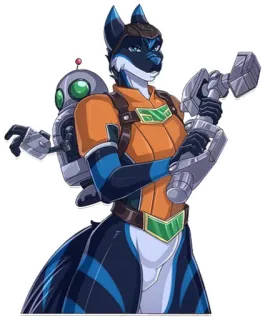 💙 cdfbbff1 Furry, Anthropomorphe, Science-fiction, Personnage, Jeu vidéo, Futuriste, Renard, Robot telegram sticker