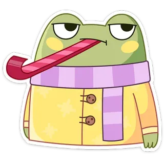 🙄 4a5240f3 Frosch, Cartoon, Tier, Schal, Jacke, Gastgeschenk whatsapp sticker