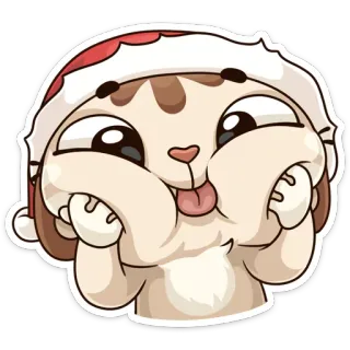😋 2b70be0f animal, cartoon, cute, festive, holiday, christmas, hat, funny telegram sticker