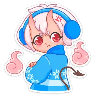 😒 11e71799 恶魔, 动漫, 卡通, 可爱, 生气, 角色 telegram sticker