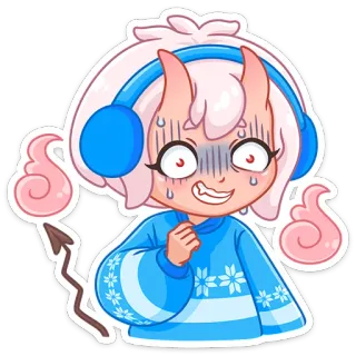 😬 2c7058c6 贴纸, 动漫, 恶魔, 耳机, 可爱, 卡通 telegram sticker