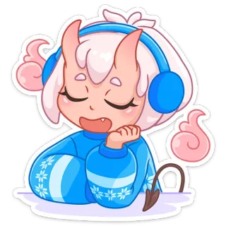 😌 85ddb462 动漫, 恶魔, 角, 可爱, 耳机 telegram sticker