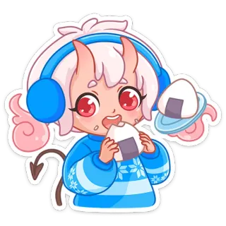 🍙 e3a531a2 动漫, 卡哇伊, 恶魔, 饭团, 可爱, 贴纸 telegram sticker
