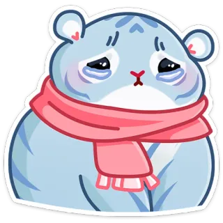 😭 5142381f грустный, животное, тигр, мультфильм, милый, шарф telegram sticker