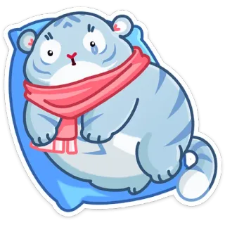 😢 af90c2c9 кот, грустный, плачущий, милый, шарф, подушка telegram sticker