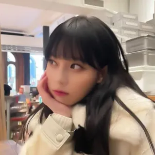 🧵 f6dc9438 женщина, девушка, портрет, азиатка, кафе, в помещении, кореянка, милая whatsapp sticker