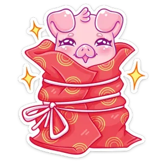 🎁 7a7cddf9 豚, 動物, かわいい, ステッカー, 毛布, 漫画 telegram sticker