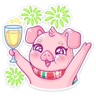 🥳 a182a7ad 豚, 可愛い, マンガ, お祝い, パーティー, 動物, カワイイ, 応援 telegram sticker