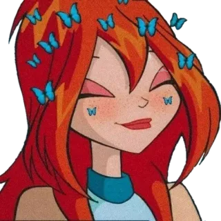 ☺️ 3548822a Bloom Winx Club Bloom, Winx Club, peri, kupu-kupu, kartun telegram sticker