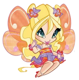✨ 7572f96d Stella Winx Club Winx Club, Stella, peri, kartun, chibi, sayap telegram sticker