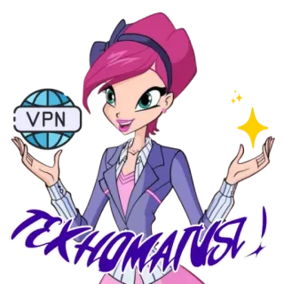 🌐 54654794 TEXHOMAGIA! cartoon, fairy, magic, VPN, purple hair, animated telegram sticker
