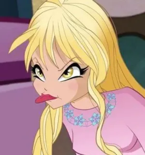 😝 61528090 kartun, gadis, pirang, lidah, marah, imut telegram sticker