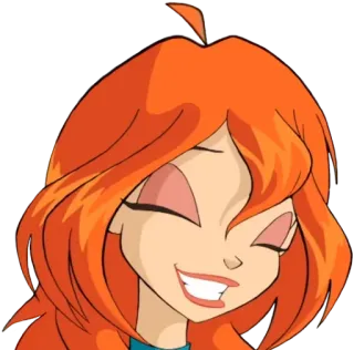 😄 8fe4be7e Bloom Winx Club Bloom, Winx Club, peri, animasi, kartun, rambut oranye, tersenyum telegram sticker