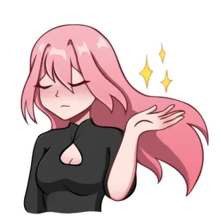 ✨ 0cd1d029 Anime, pinke Haare, Mädchen, Glitzer, Cartoon telegram sticker