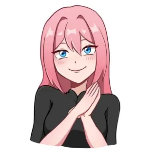 ☺️ 2eed8e0c Anime, Mädchen, pinke Haare, fröhlich, Cartoon telegram sticker