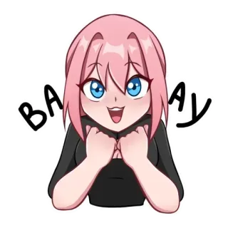 🤩 a74c239a BA BAY Anime, Mädchen, Fröhlich, Pinke Haare telegram sticker