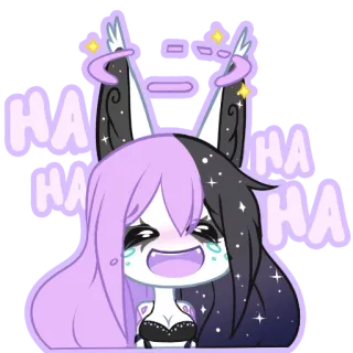 😆 263b5056 HAHA HA HA Cartoon, Anime, Illustration, Fille, Pleurs, Étoiles, Kawaii telegram sticker