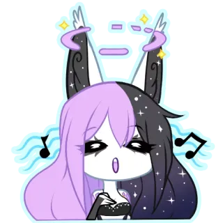 🎼 900b9d75 Anime, Chibi, Dessin animé, Personnage, Notes de musique, Étoiles telegram sticker