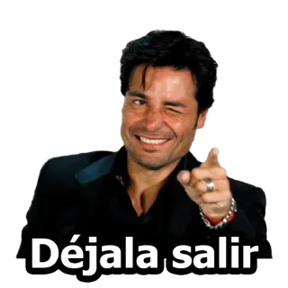 🙏 e5d21bd2 Déjala salir 男人, 眨眼, 指着, 西班牙语, 短语 telegram sticker