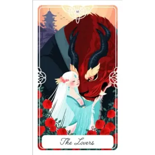 👑 f47e1905 The Lovers tarot, card, lovers, romance, couple, fantasy telegram sticker