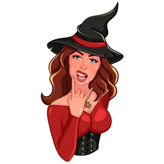 🤟 986ba240 女巫, 万圣节, 魔法, 幻想, 女人, 角 whatsapp sticker