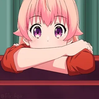 ☺️ e876ce75 @fix_fox Anime, Dễ thương, Cô gái, Tóc hồng, Mắt tím telegram sticker