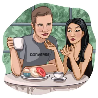 🍩 8027e99e CONVERSE caffè, amici, dolce, coppia, conversazione, cibo whatsapp sticker