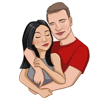 ❤️ bb1f25bf coppia, amore, romanticismo, abbraccio, cartone animato whatsapp sticker