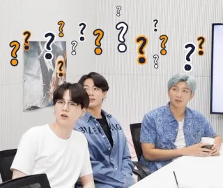 ❓ 693ed88b kpop, BTS, ponto de interrogação, grupo, masculino, música telegram sticker