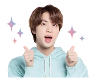 👍 34183271 Jin kpop, cantante, pulgar arriba, ídolo, brillo, asiático, masculino telegram sticker