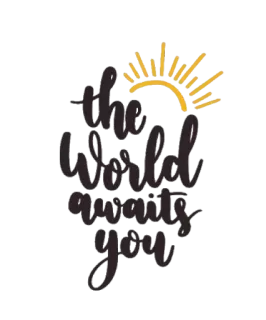 ⛅ 4299a74e the world awaits you voyage, aventure, soleil, monde, positif, inspiration, périple telegram sticker