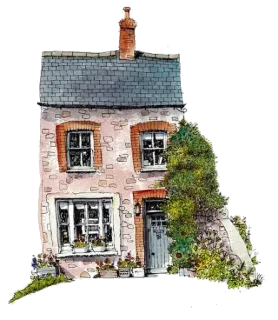 🏡 5155c656 maison, chalet, chez-soi, aquarelle, illustration, dessin, architecture, bâtiment telegram sticker