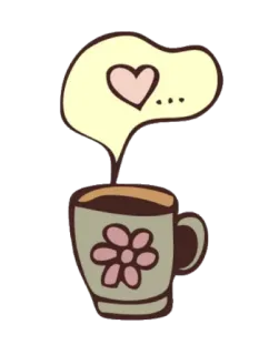 ☕ 8489a84b café, amour, coeur, fleur, boisson, tasse, floral telegram sticker