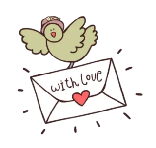 💌 8c2ec368 with love oiseau, lettre, amour, coeur, mignon, salutation, message telegram sticker