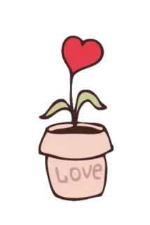 🌸 9153e429 Love amour, cœur, plante, pot de fleur, mignon, Saint-Valentin telegram sticker