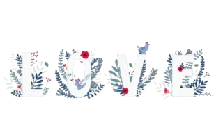 ❤ 98fded95 LOVE amour, floral, lettrage, décoration, design, autocollant telegram sticker