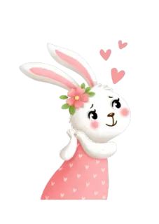 🐰 f4502e67 lapin, mignon, animal, lapin, rose, coeurs, kawaii, autocollant telegram sticker