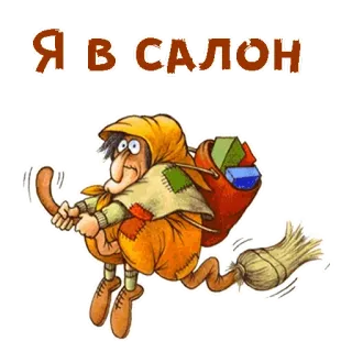🧙‍♀️ a2e450e7 Я В САЛОН phù thủy, chổi, hoạt hình, bay, phép thuật, thẩm mỹ viện, nga telegram sticker