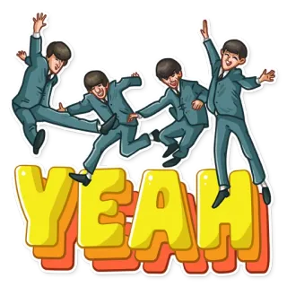 🤘 bd205060 Yeah เพลง, เดอะบีเทิลส์, วงดนตรี, เรโทร, เย่ telegram sticker