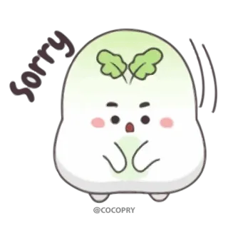 🙏 1af5d190 sorry cute, cartoon, apology, vegetable, character, regretful telegram sticker