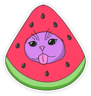 😛 5f0b9375 cat, watermelon, sticker, animal, cute, funny, fruit telegram sticker